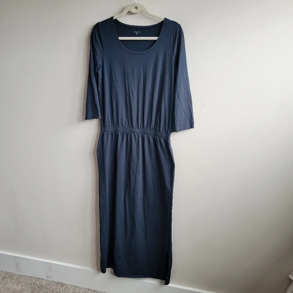 Garnet Hill Easy Knit Midi Dress In Navy - Picture 4 of 7